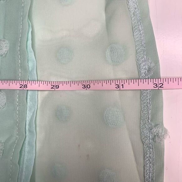 Mint Green Cottagecore Swiss Dot Long Sleeve Peasant Blouse - Picture 5 of 5
